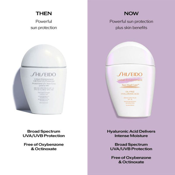 Shiseido Urban Environment Oil-Free Sunscreen SPF 42 Lightweight, daily oil-free sunscreen protects against harmful UV rays, hydrates skin, and doubles as a face primer.